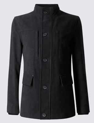 Cotton Rich Tailored Fit Moleskin Jacket with Buttonsafe&trade;
